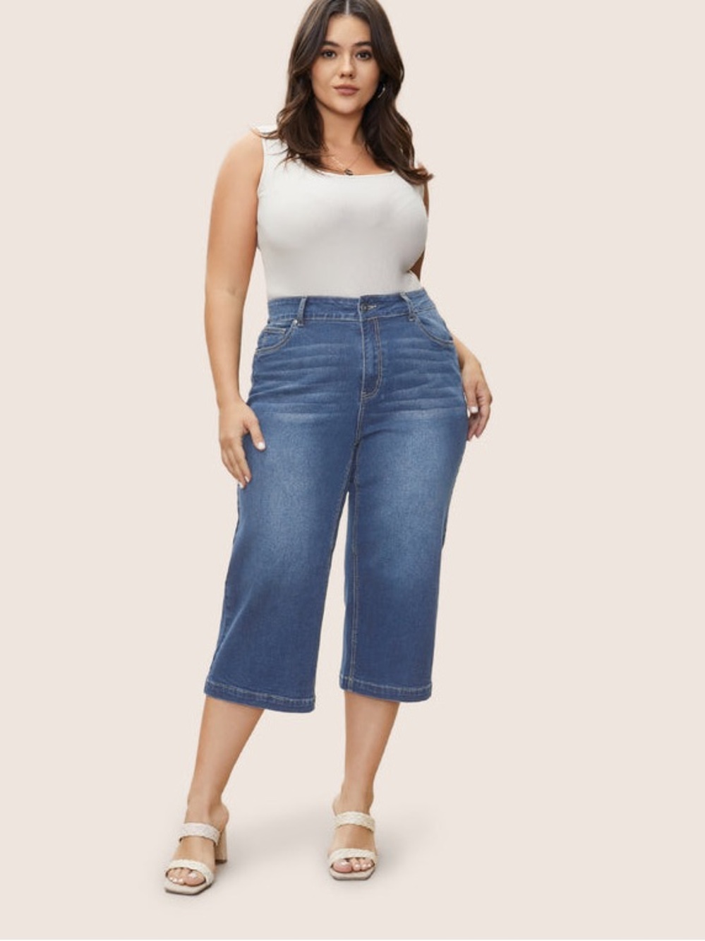 BloomChic Classic Wide-Leg Capri Jeans Women’s Plus Size 30 NWT